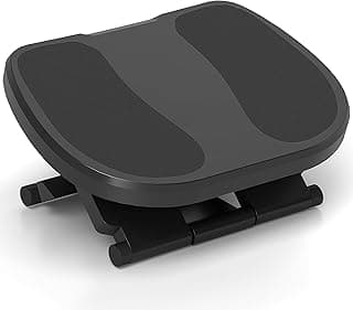 HOMCOM Reposapiés de Oficina Reposapiés con Altura y Ángulo Ajustable Reposa Pies con Superficie de Masaje y Almohadillas Antideslizantes para Estudio Hogar Gris