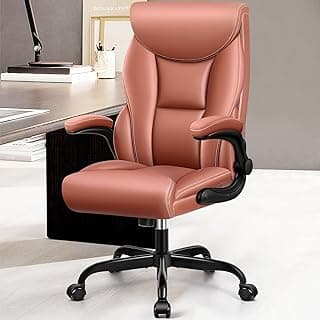 FelixKing Silla de Oficina Ergonómica Grande y Alta, Ejecutiva, Cómoda de Cuero PU, Giratoria Con Respaldo Alto (Marrón Mate)