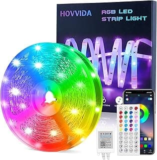 HOVVIDA Tira LED 15M, 1x15M, 30 LED/Metro, 24V RGB Luces 450 LED, APP y Mando a distancia, Modo de Música, LED para Habitación, Sala, Cocina, Dormitorio, Bar, Fiesta