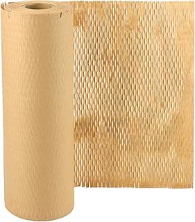 QWORK® 30 cm x 50 m Papel de embalaje de panal de abeja, 80g/m², Alternativa al papel burbuja, para envolver regalos y artículos frágiles