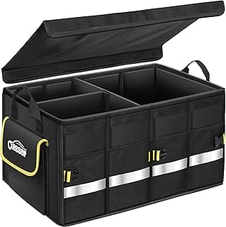 Oasser Organizador Maletero Coche Organizador de Coche para Almacenamiento Plegable Impermeable y Base Antideslizante Tapa Desmontable Negro