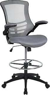 Flash Furniture Silla de Oficina giratoria Kelista con Respaldo Medio y Altura de Asiento Ajustable, Silla de Escritorio ergonómica de Malla con reposabrazos abatibles, Dark Gray