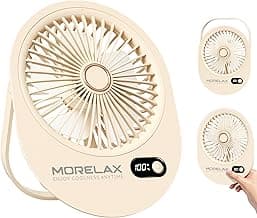 Morelax Ventilador de Mesa Portatil Recargable, Pequeño Ventilador Personal con Viento Fuerte a Batería, Mini Ventilador USB de Mano Para Interiores, Exteriores y Oficinas (Blanco)
