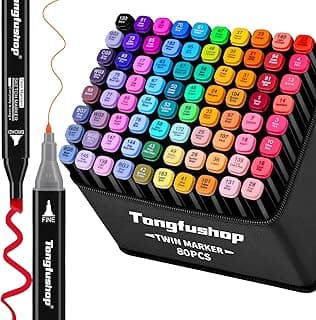 Tongfushop Rotuladors Alcohol 80 Colores, Doble Punta Marcadores Alcohol, Impermeabile Secado Rápido Permanent Artísticos para Niños Adultos Artistas Estudiantes, Ideales para Dibujar Cómics Garabatos