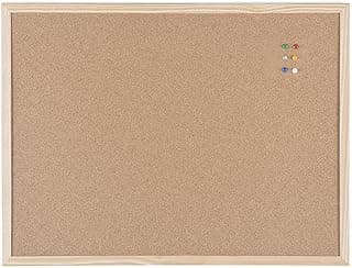BoardsPlus - Tablero de corcho - 60 x 45 cm - con marco de madera, con 6 chinchetas