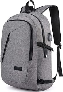 WENIG Mochila portátil de 17 pulgadas antirrobo impermeable mochila hombre gran capacidad mochila PC portátil con carga USB mochila de viaje de negocios para ocio escolar colegio - gris