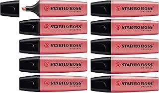 Marcador fluorescente STABILO BOSS ORIGINAL - Caja con 10 unidades color rojo