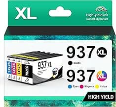 colorfly Cartuchos de Tinta 937e 937XL (con Chip) compatibles con HP 937E 937 XL para HP OfficeJet 9110b 9130b 9120b 9117b Cartuchos de Tinta, 4 Paquete.