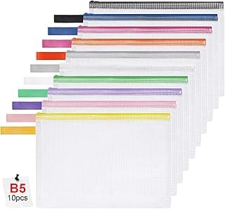 OFFCUP Bolsa de Archivo de Cremallera, 10PCS B5 Bolsa de Documentos, Malla Bolsa de Archivo Bolsas de Cremallera de Almacenamiento para Cosméticos Suministros de Oficina Accesorios (Cremallera Colore)