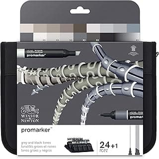 Winsor & Newton Promarker - Pack De 24 Rotuladores De Diseño, Tonos Grises Y Negros