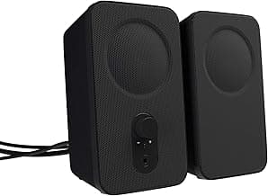 Amazon Basics Altavoces para ordenador de sobremesa o portátil, con alimentación por CA, versión para la UE, Negro, 2 Unidad