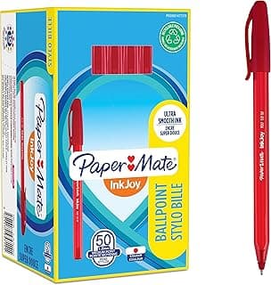 Paper Mate InkJoy 100ST Bolígrafo con tapa | punta mediana (1.0 mm) | rojo | caja de 50