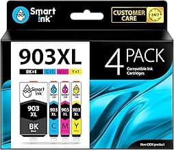Smart Ink Reemplazo Compatible del Cartucho de Tinta para HP 903 XL 903XL High Yield 4 Pack (Black XL & C/M/Y) con tecnología de Chip avanzado Cartuchos para HP OfficeJet Pro 6950 6960 6970 Impresora