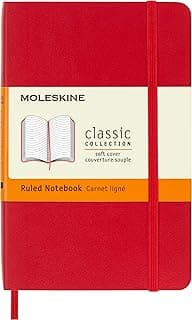 Moleskine - Cuaderno Clásico con Hojas Rayadas, Tapa Blanda y Cierre Elástico, Color Rojo Escarlata, Tamaño Pequeño 9 x 14 cm, 192 Hojas