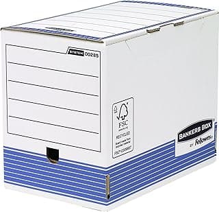 Fellowes Bankers Box - Caja de archivo definitivo automático, A4, 200 mm, 10 unidades, color blanco y azul