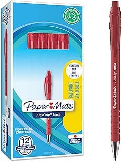Paper Mate Flexgrip Ultra bolígrafo retráctil, punta mediana (1,0 mm), rojo, caja de 12