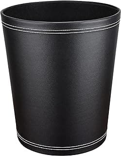 GORESE Papelera de reciclaje de piel en color negro, diseño moderno, para cocina, baño, oficina (negro)