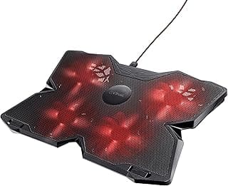 GXTrust 278 Yozu Base de Refrigeración para Portátiles Gaming 17,3", Iluminación Roja, 4 Ventiladores, Soporte para Portátil, Altura Ajustable, Alimentación USB - Negro
