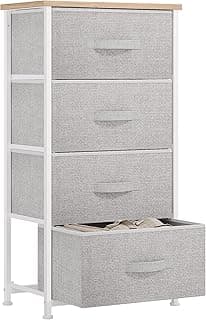 YITAHOME Cajonera de Tela, Cómoda de Tela, Unidad de Almacenamiento de Tela, con 4 cajones Extraíbles, Cómoda de para Sala de Estar, Dormitorio, habitación Infantil, Gris Claro