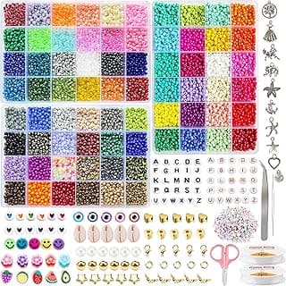 11508pcs 72 Colores 4mm Abalorios para Hacer Pulseras, Cuentas para Pulseras, Bolitas para Hacer Pulseras, Cuentas de Colores con 708pcs Accesorios Abalorios Letras Sonrientes Colgantes de Encantos