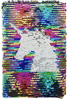 Exerz A5 Cuaderno de Lentejuelas Reversible/Diario de Sirena/Bloc De Notas Mágico/Diario Mágico para Niños - para Oficina/Escuela/Regalos/Colorido De Moda (Arcoiris/Unicornio)