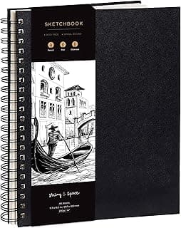 Cuaderno de Bocetos de Artista A3 - Tapa Dura, Papel muy Grueso de 200 g/m2 - Encuadernado en Espiral para Niños, Profesionales, Dibujar y Hacer Bocetos - 29x42 cm, 40 hojas / 80 Páginas