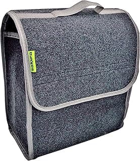 Sakura SS5232 - Organizador para Maletero de Coche y Otros Vehículos, Tamaño PeqUEño, 29 x 15 x 30 cm, Tapa Abatible, con Velcro, Asa de Transporte, Material de Alfombra, Color Gris Oscuro