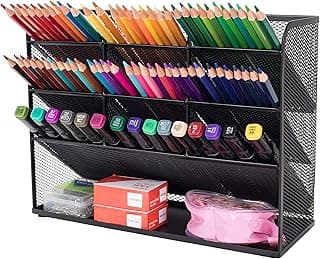 Vikmyer Organizador de Escritorio de Malla Caja de Soporte de Bolígrafo de Escritorio Multifuncional para Oficina en Casa Estante de Almacenamiento de Suministros Escolares