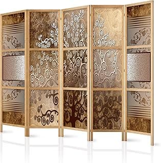 decomonkey 5 Paneles Biombo - 225 x 171cm Árbol marrón Oriental paraban Separador de ambientes para Separación de ambientes Hogar Oficina SPA