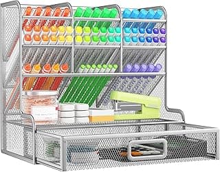 VITVITI Malla Organizador Escritorio Cajón Ordenador Escritorio Papelería Organizador Escritorio Almacenaje Multifuncional Metal Malla Portalápices Portabolígrafos Escritorio Casa Escuela Oficina
