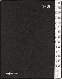 Pagna 24321 - Agenda prensado con pestañas numeradas de 1-31 (tapa dura), color negro