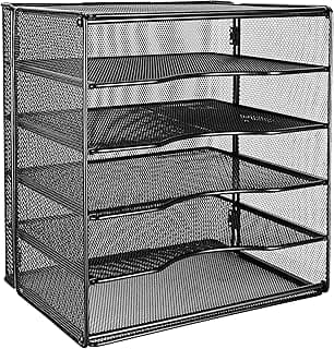Amazon Basics Rectangular Bandeja organizadora para escritorio, 5 compartimentos, 32 x 24 x 35 cm, Negro